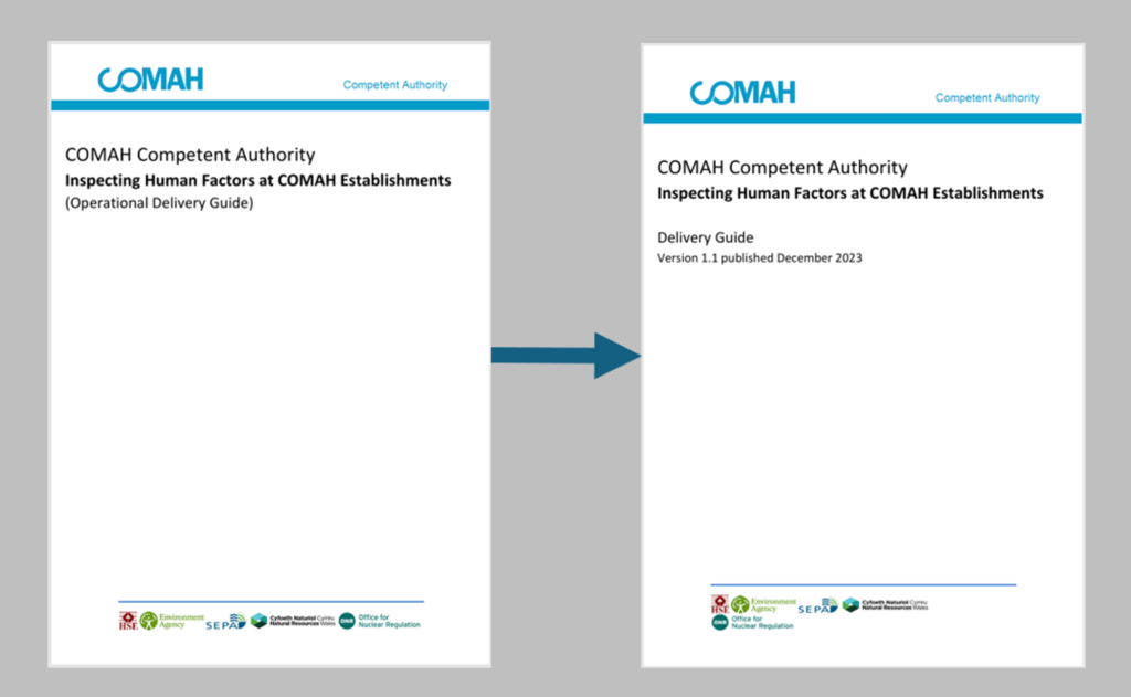 The front cover of the HSE Human Factors Delivery Guide for COMAH sites 2023.